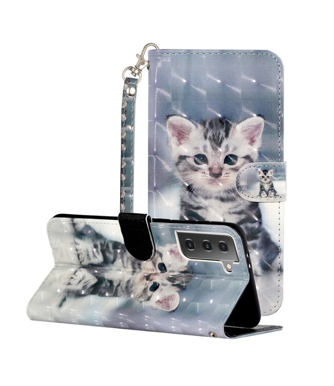 Kitten Bookcase Hoesje voor de Samsung Galaxy S21 Plus