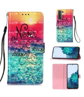 Never Stop Dreaming Bookcase Hoesje Samsung Galaxy S21 Plus