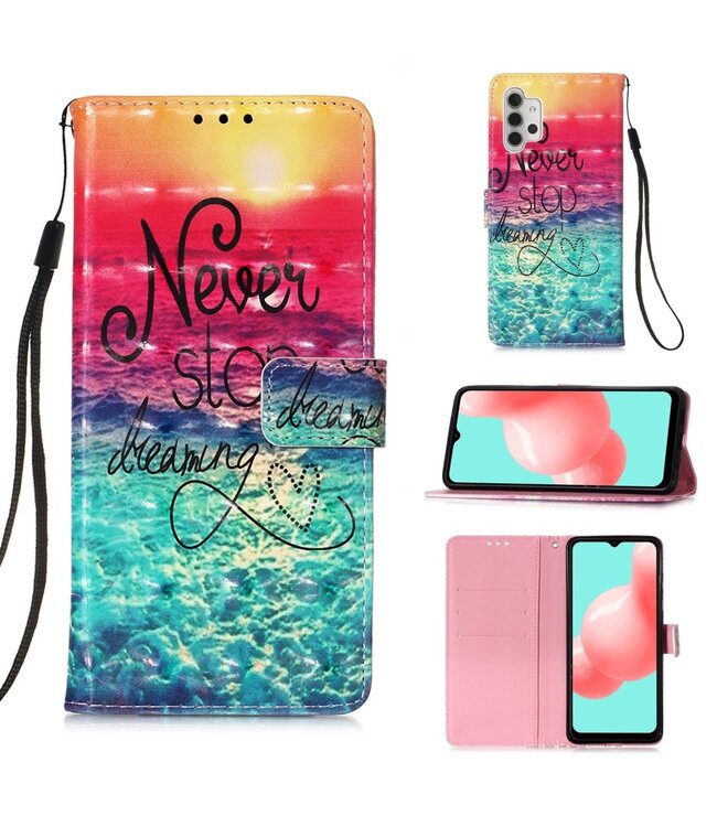 Never Stop Dreaming Bookcase Hoesje voor de Samsung Galaxy A32 5G