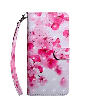 Roze Bloemen Bookcase Hoesje Samsung Galaxy A72