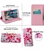 Roze Bloemen Bookcase Hoesje voor de Samsung Galaxy A12