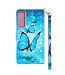 Blauwe Vlinders Bookcase Hoesje voor de Samsung Galaxy S21 FE