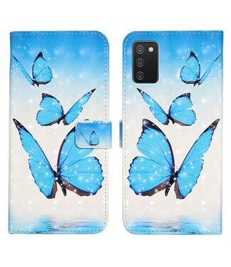 Blauwe Vlinder Bookcase Hoesje Samsung Galaxy A02s / M02s