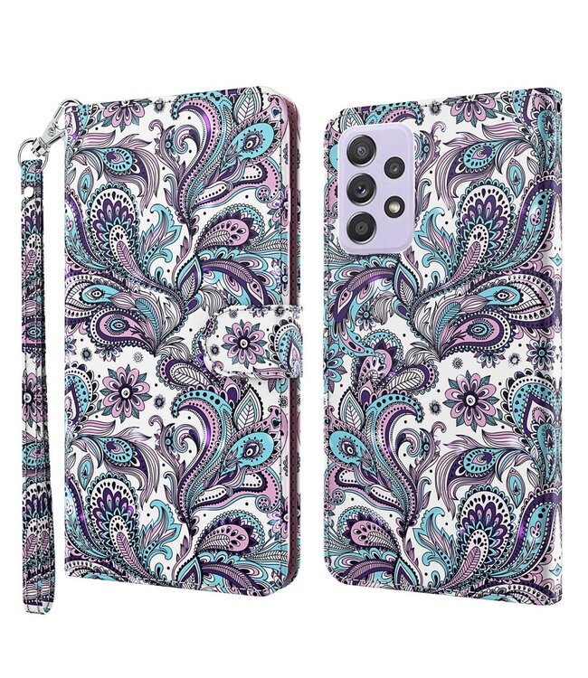 Bloemen Bookcase Hoesje met Polsbandje voor de Samsung Galaxy A33