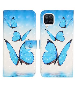 Blauwe Vlinders Bookcase Hoesje Samsung Galaxy A12