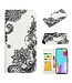 Zwart / Wit Bloemen Bookcase Hoesje voor de Samsung Galaxy A52(s) (4G/5G)