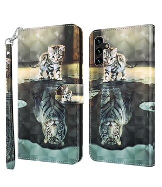 Kat en Tijger Bookcase Hoesje Samsung Galaxy A13 (5G) / A04s