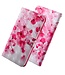 Roze Bloemen Bookcase Hoesje voor de Samsung Galaxy S22