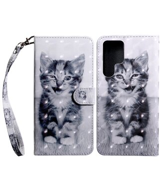 Kitten Bookcase Hoesje Samsung Galaxy S22 Ultra