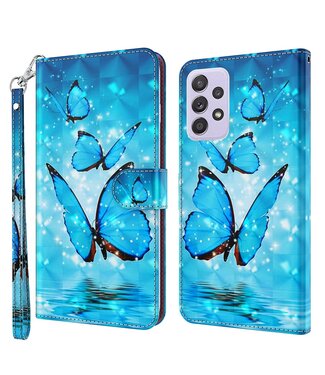 Blauwe Vlinders Bookcase Hoesje Samsung Galaxy A53