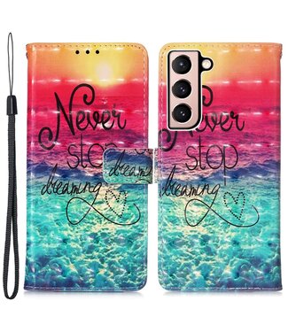 Never Stop Dreaming Bookcase Hoesje Samsung Galaxy S22