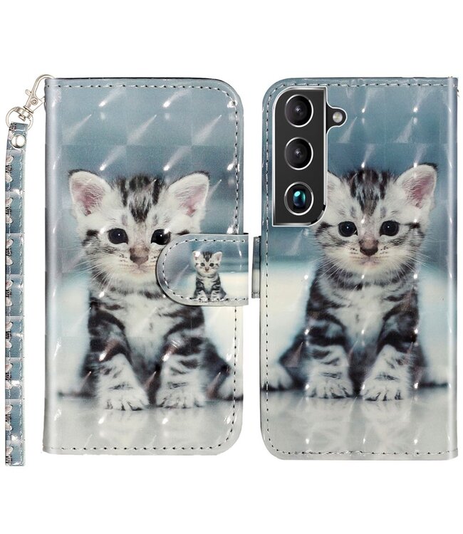 Kitten Bookcase Hoesje voor de Samsung Galaxy S22