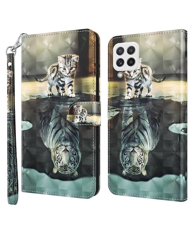 Kitten Bookcase Hoesje voor de Samsung Galaxy A22 / M32 / M22