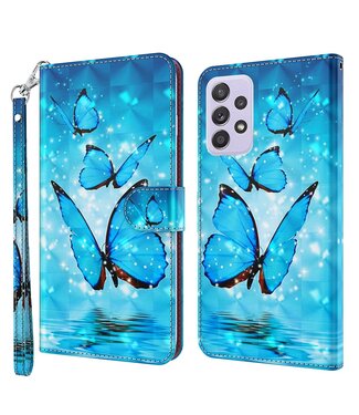 Blauwe Vlinders Bookcase Hoesje Samsung Galaxy A23 (4G/5G)