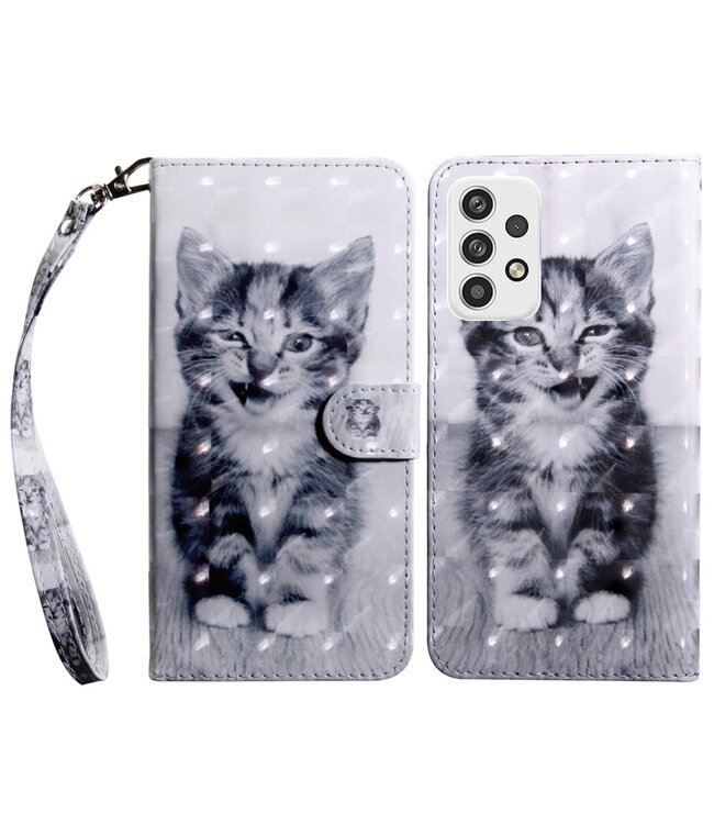 Kitten Bookcase Hoesje voor de Samsung Galaxy A23 (4G/5G)