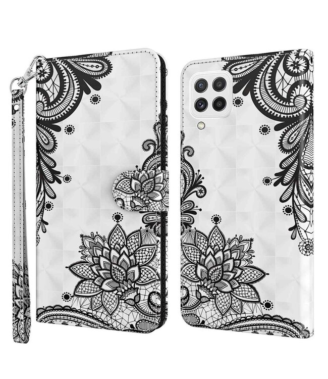 Bloemen Bookcase Hoesje voor de Samsung Galaxy A22 (4G) / M32 (5G) / M22