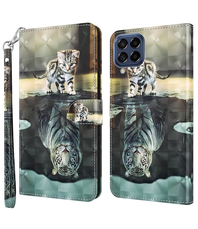 Kitten en Tijger Bookcase Hoesje voor de Samsung Galaxy M33