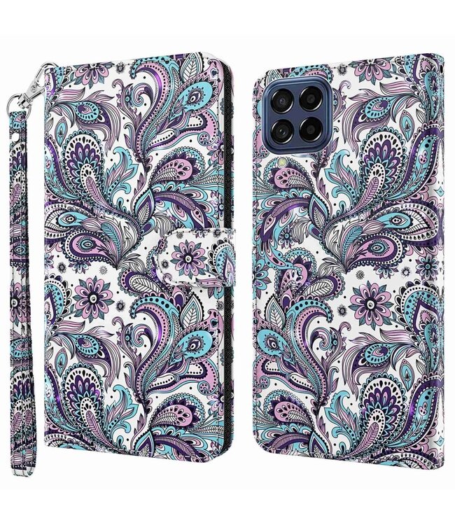 Bloemenpatroon Bookcase Hoesje voor de Samsung Galaxy M53