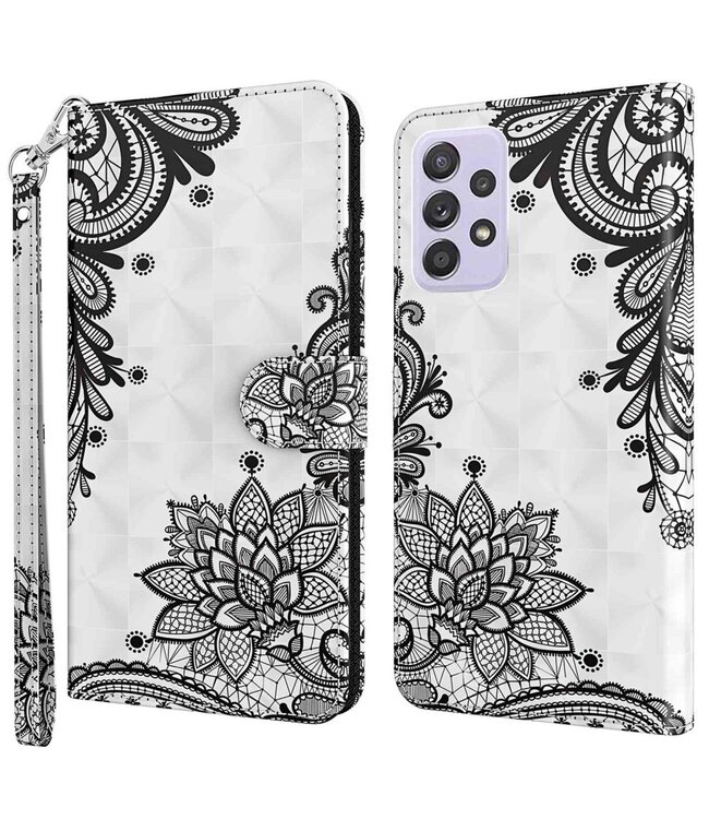 Kant en Bloemen Bookcase Hoesje voor de Samsung Galaxy A23 (4G/5G)