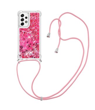 Roze Glitter TPU Hoesje met Koord Samsung Galaxy A53