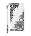 Zwart / Wit Bloemen Bookcase Hoesje voor de Samsung Galaxy M53