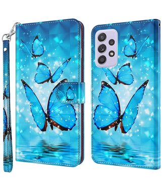 Blauwe Vlinders Bookcase Hoesje Samsung Galaxy A23 (4G/5G)