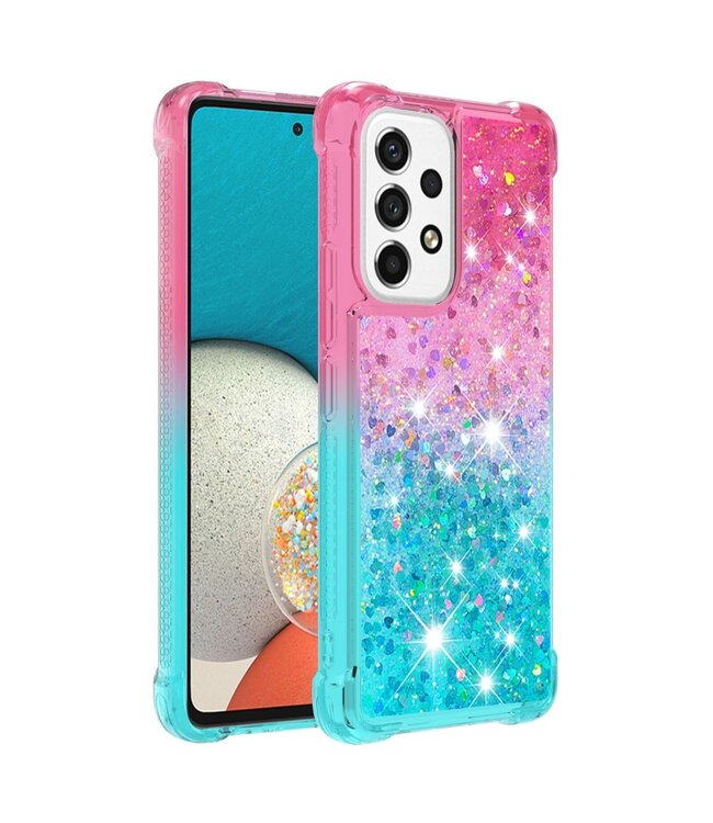 Roze / Blauw Glitter TPU Hoesje voor de Samsung Galaxy A53
