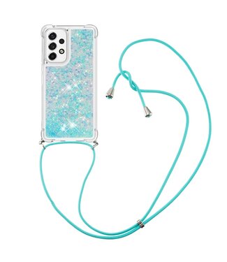 Blauw Glitter TPU Hoesje met Koord Samsung Galaxy A53