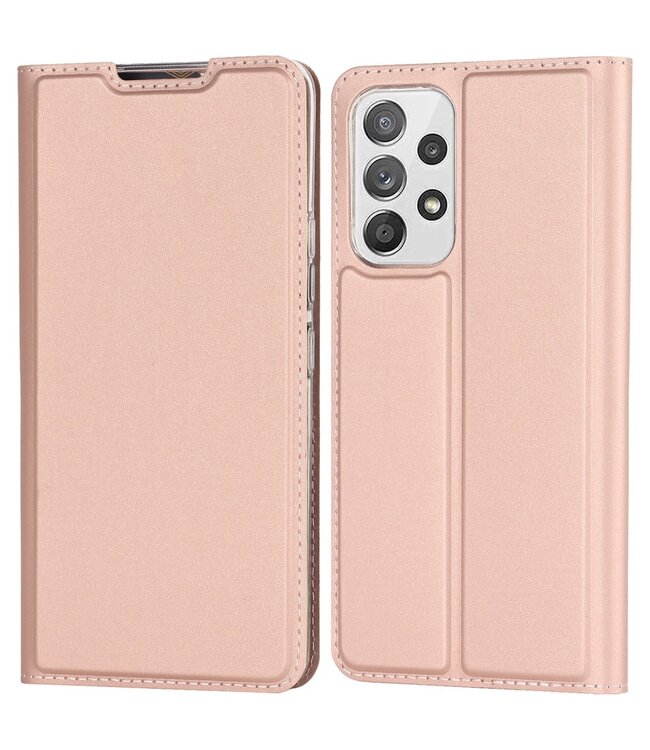 Rosegoud Slim Bookcase Hoesje voor de Samsung Galaxy A53