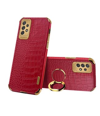 Rood Krokodillen Faux Leder Hoesje met Ringstand Samsung Galaxy A53