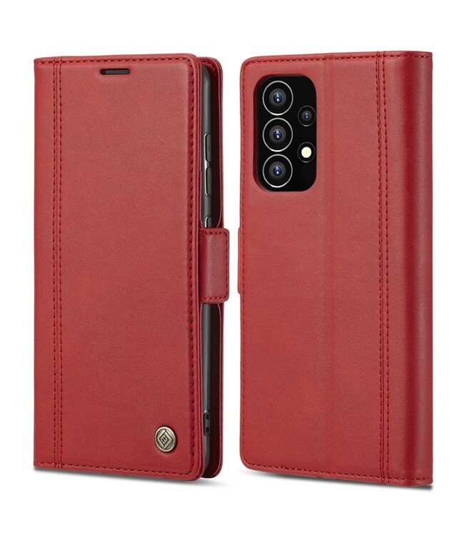 LC.IMEEKE Rood Glad Bookcase Hoesje voor de Samsung Galaxy A53