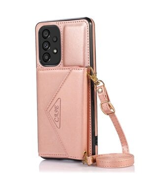 Rosegoud Pasjeshouder Faux Leder Hoesje Samsung Galaxy A53