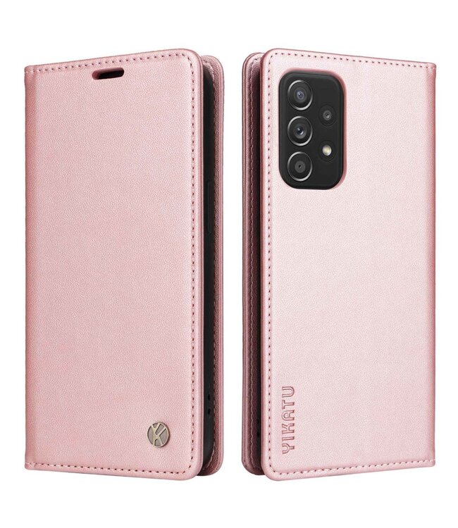 Yikatu Rosegoud Zakelijk Bookcase Hoesje voor de Samsung Galaxy A53