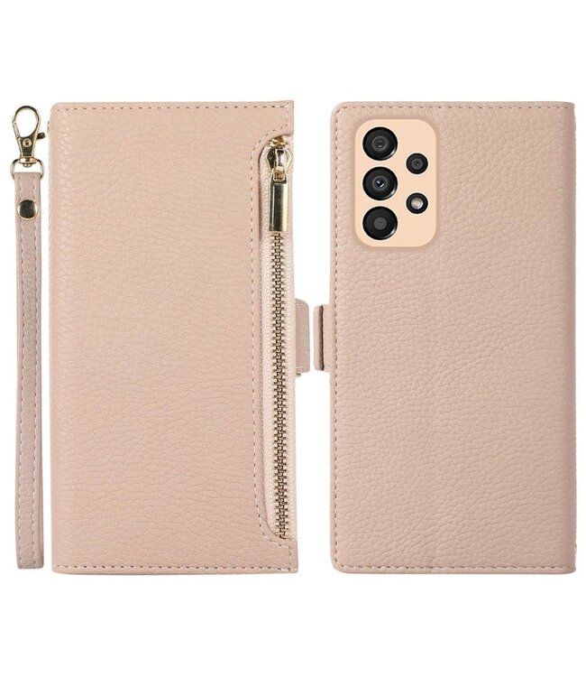 Apricot Bookcase Hoesje met Rits voor de Samsung Galaxy A53