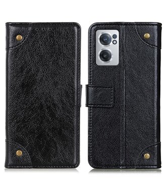 Zwart Button Design Bookcase Hoesje OnePlus Nord CE 2 5G