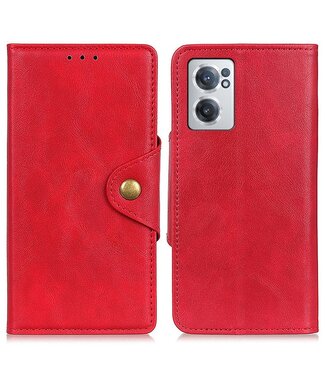 Rood Drukknoop Bookcase Hoesje OnePlus Nord CE 2 5G