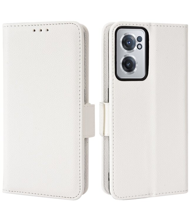 Wit Litchee Bookcase Hoesje voor de OnePlus Nord CE 2 5G