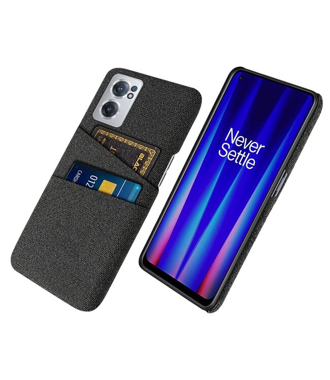 Zwart Stoffen Hardcase Hoesje voor de OnePlus Nord CE 2 5G