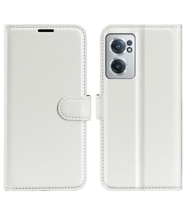 Wit Litchee Bookcase Hoesje voor de OnePlus Nord CE 2 5G