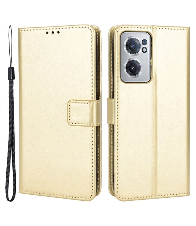 Goud Stylish Bookcase Hoesje voor de OnePlus Nord CE 2 5G