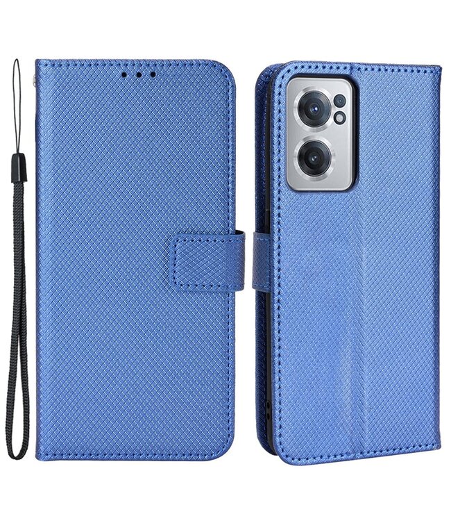 Blauw Bookcase Hoesje met Polsbandje voor de OnePlus Nord CE 2 5G