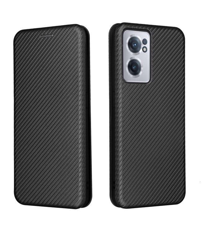 Zwart Carbon Design Flipcover Hoesje voor de OnePlus Nord CE 2 5G