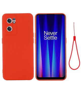 Rood Siliconen Hoesje met Polsband OnePlus Nord CE 2 5G