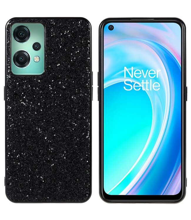 Zwart Glitter Hybride Hoesje voor de OnePlus Nord CE 2 5G