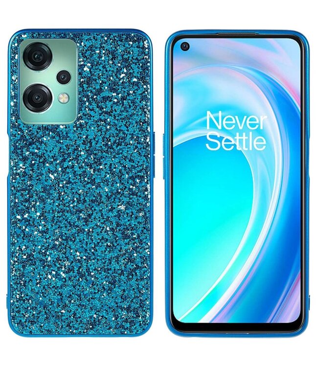 Blauw Glitter Hybride Hoesje voor de OnePlus Nord CE 2 5G