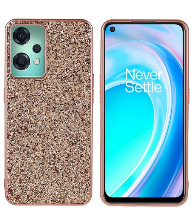 Rosegoud Glitter Hybride Hoesje voor de OnePlus Nord CE 2 5G