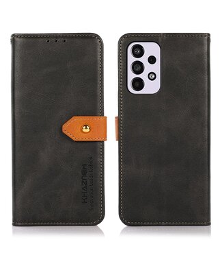 Khazneh Zwart Elegant Bookcase Hoesje met Gesp Samsung Galaxy A33