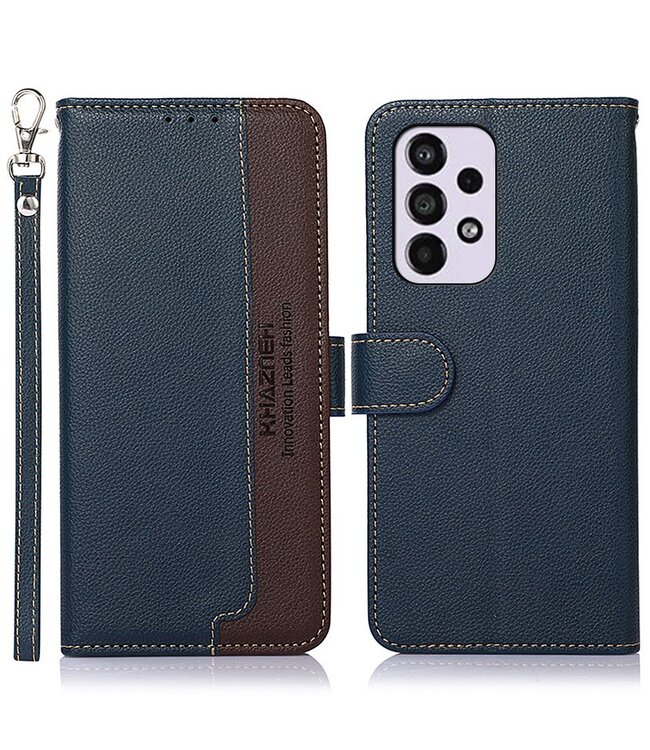 Khazneh Blauw Litchee Bookcase Hoesje voor de Samsung Galaxy A33