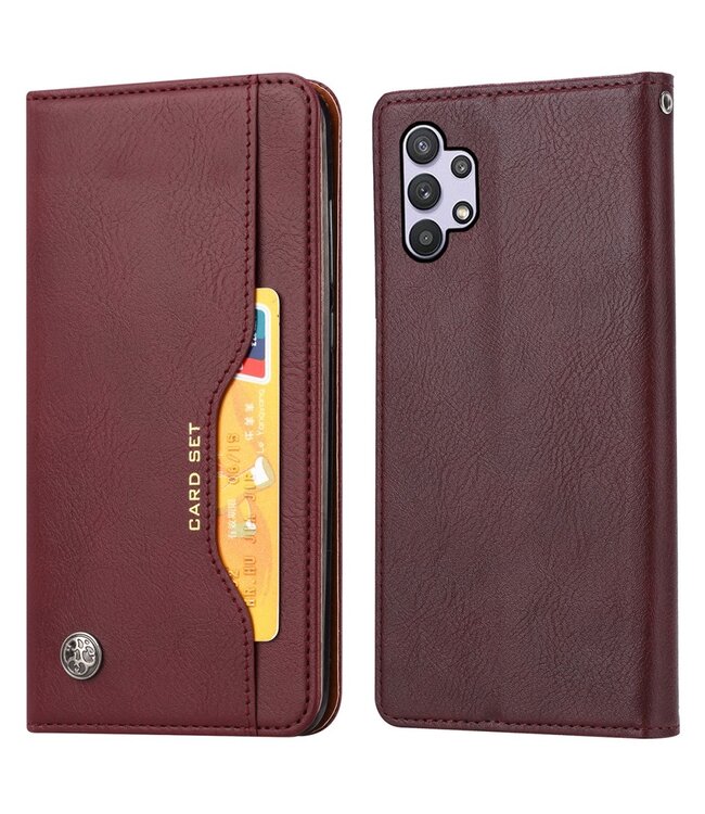 Wijnrood Pasjeshouder Bookcase Hoesje voor de Samsung Galaxy A33