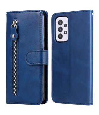 Blauw Ritssluiting Bookcase Hoesje Samsung Galaxy A33